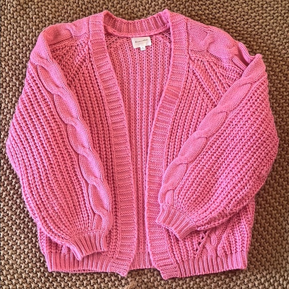 Line and Dot Pink Chunky Knit Cardigan Sweater XS - Picture 1 of 1